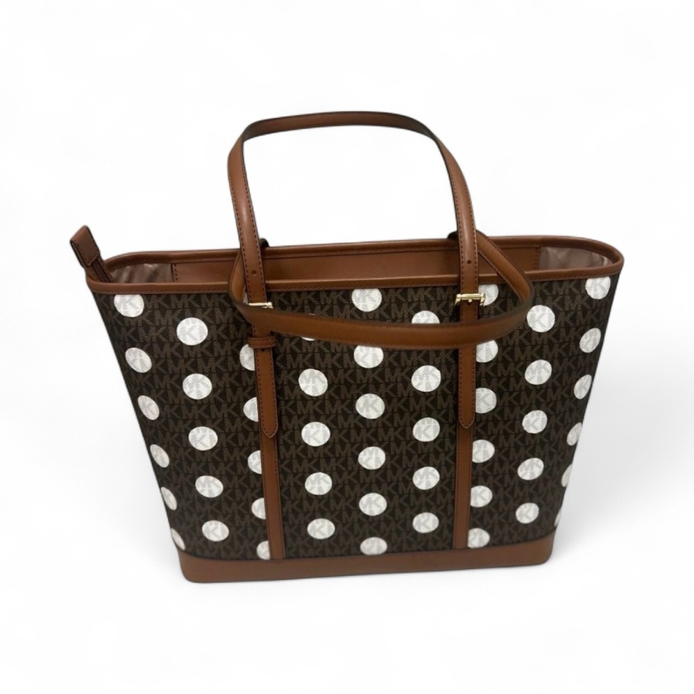Michael kors Brown and White Polka Dot Women HandBag&suitcase NWT Authentic - Picture 10 of 13
